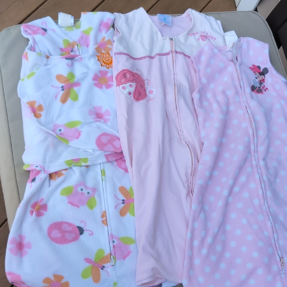 Baby Girl Halo Pink and White Sleep Sacks with Floral Patterns
